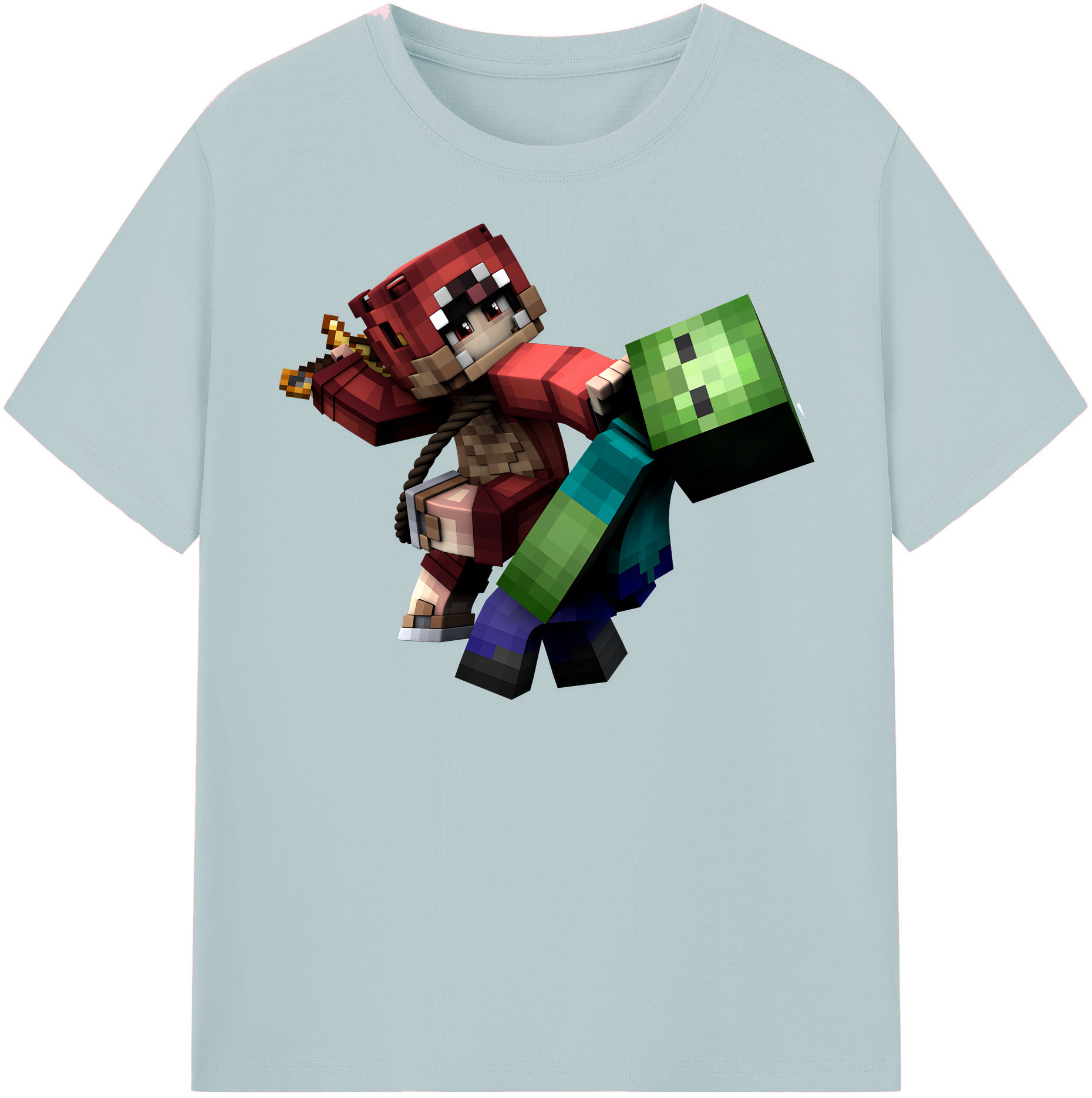 （画像用） マインクラフト ブロックの世界 Minecraft MC Block world 綿100％半袖Tシャツ（フロントプリント）